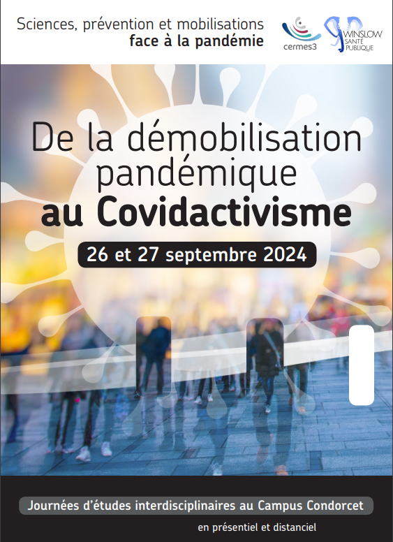 Couverture du dépliant des conférences "de la démobilisation pandémique au Covidactivisme" 26 et 26=7 septembre 2024